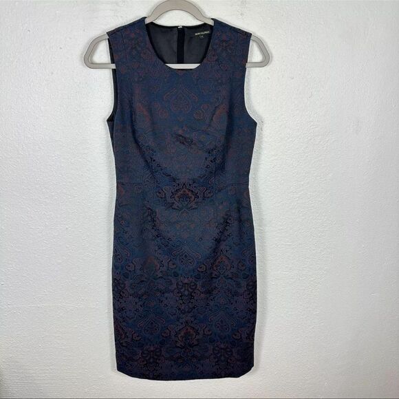 Kobi Halperin | 2 | navy jacquard knee length shirt dress sleeveless dress - Picture 3 of 9
